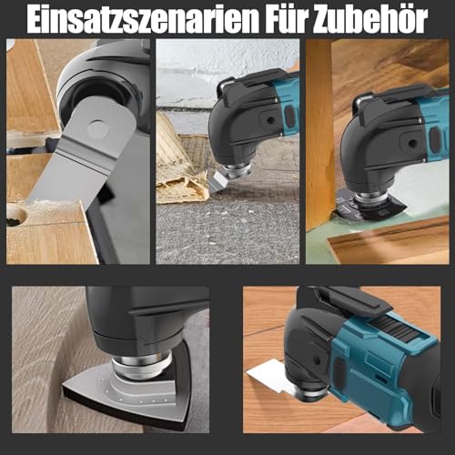 Multifunktionswerkzeug Akku, Ersatz Für Makita, Oszillierwerkzeuge 22 Zubehör, Multitool 18V 4° Oszillationswinkel, Drehzahlregelung, Akku-Multifunk Für Schleifen, Schneiden, Schälen, Zwei Akku 3.0Ah – Bild 7