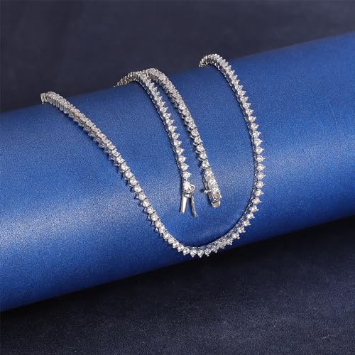 Gemsme 2/3/4/5/6mm Tennis Necklaces for Women/Men - 18K White/Yellow Gold Plated Round Cubic Zirconia Classic Diamond Tennis Chain, Ladies Tennis Necklace Size 16/18/20/22/24 inch4