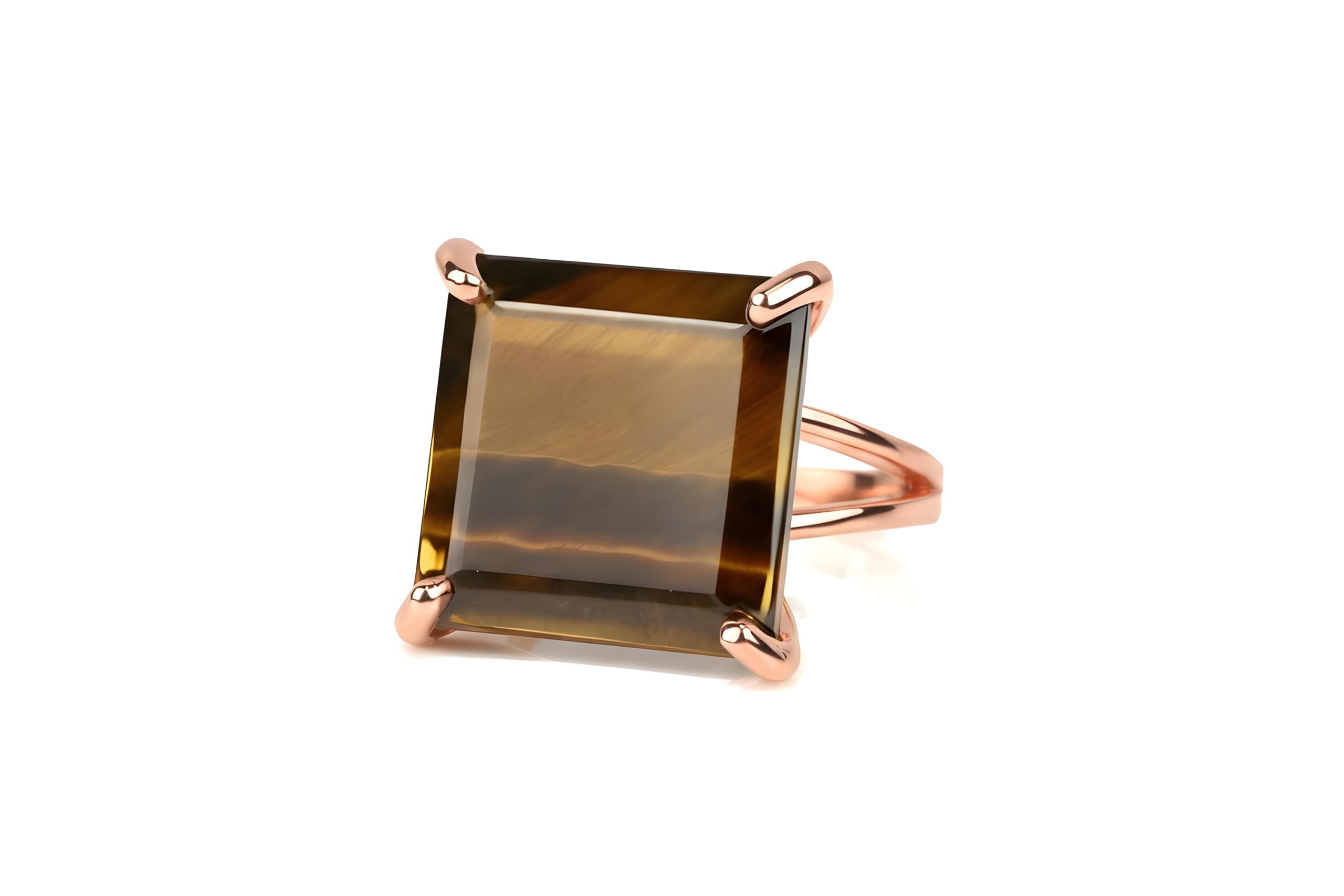 Oro 14k con Occhio di Tigre Anello - Fatto a Mano Dichiarazione Anelli Moda per Donne - Anelli Oro per Donne - Idea Regalo per Compleanno, Laurea, Festa della Mamma, Occasioni Speciali