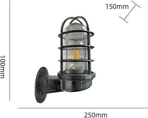Miniatura 5 de MSLRYGM Creative Wrought Iron Glass Wall Lamp Retro Metal Cage Industrial Style Nautical for Bar Bedroom (Silver)