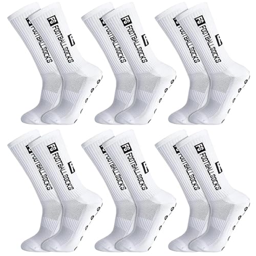 Duoleimi 6 pares de calcetines de fútbol para niños, calcetines con diseño de cinta adhesiva y agarre antideslizante, calcetines de fútbol para niños, calcetines FS para fútbol, baloncesto y running