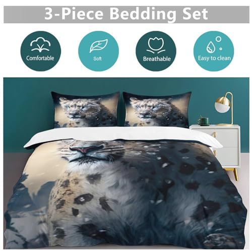 Housse de couette léopard imprimé 3D microfibre doux pour lit enfants