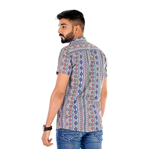 Image of Venisa Men's Cotton Blended Printed Casual Shirt