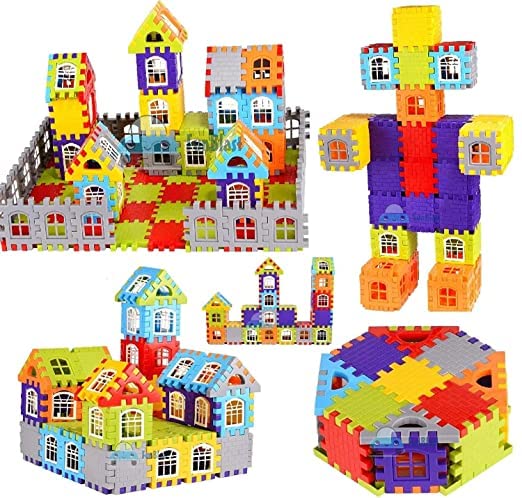 PULSBERY Toys Building Blocks for Kids,Blocks for Kids,Puzzles Games,Bricks Toys Sets with Wheel,Block Game,Educational Toys for Kids 3-5 Years,Building Set (Wooden Domino Building Block)