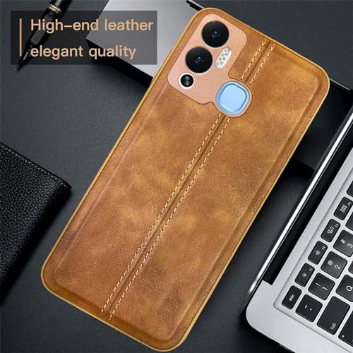Image of A rtistque Premium Thread Leather Back Cover Case for Infinix Hot 12 Play | Drop Protection | Smooth Grip | Raised Camera Edges | Infinix Hot 12 Play Back Cover - Brown