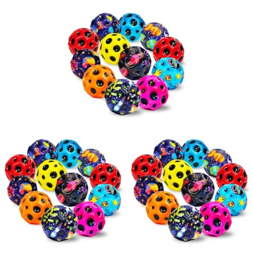 Image of VGRASSP Super Bouncy Rubber Moon Ball Toy for Kids and Adults with Craters - High Bounce, Textured Grip, Perfect for Playtime Fun - Return Gift Foam Ball (Pack of 36) Multicolor