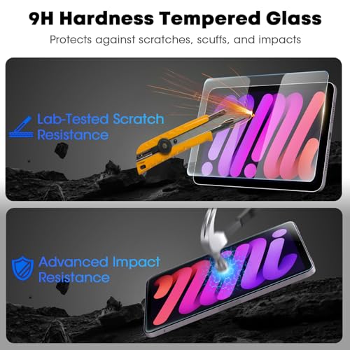 Image of JKSML 2-Pack Screen Protector for iPad mini A17 Pro /mini 6th Gen 8.3 Inch(2024 /2021), Tempered Glass UltraFit Tray for Easy Installation, Case Friendly, Bubble-Free, Face ID & Apple Pencil Support