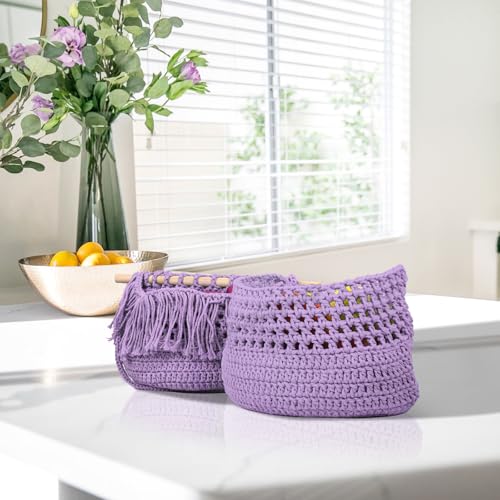 Image of ZUEXT Macrame Cord, Light Violet, 5mm x 328yds Cotton String Macrame Yarn