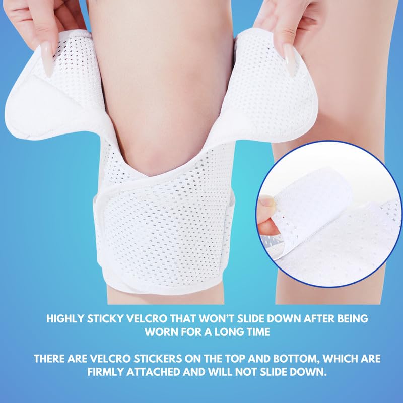 Image of Wonder Care Adjustable Wrap Knee Support Brace, Air Mesh Fabric Knee Brace Cap for Pain Relief, Sports, Arthritis, Running Protection Men Women [White] (1, L)