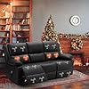 Reclining sofa with massageheat function wall hunger recliner couch 3 seat manual faux leather rv sofa couch home theater seating black  urban country home decor