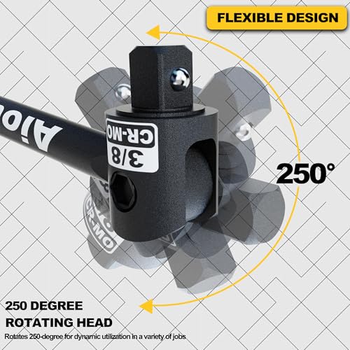 Image of 3 /8 inch Drive 17.5 Inch Breaker Bar, Heavy Duty Head, Premium Chromium-Molybdenum Steel, Laser Etched Marking, for Grip and Break Loose Tight Bolts, Nuts