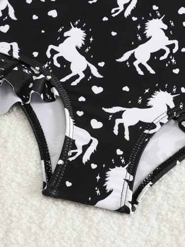 Toddler Girls One Piece Swimsuits Cute Ruffle Bathing Suit Little Kids UPF 50+ Quick Dry Beach Swimwear 2-8Y4