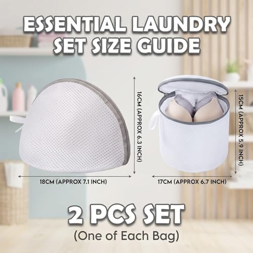 SUNSMAI 2er Set Wäschenetz Klein, Wäschenetz BH für Dessous, Unterwäsche und Socken, feinmaschiger Waschbeutel mit Reißverschluss, formstabil für Waschmaschine