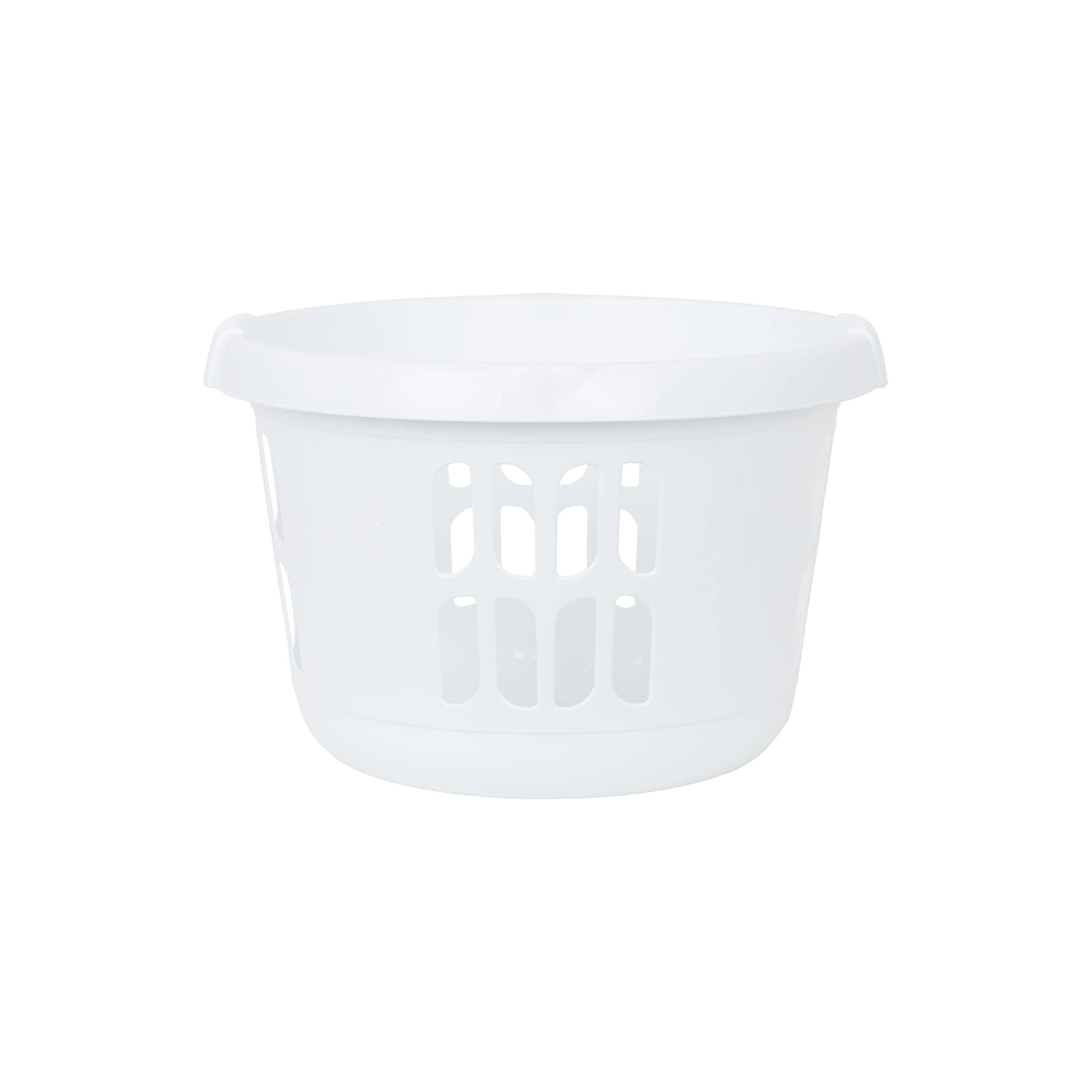 2 x Wham Casa Plastic Round Laundry Basket Ice White