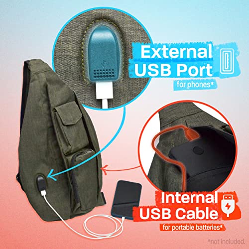 Rucksack Pickleball Bag, Anti-Theft Crossbody Sling, USB Charging Connector Port, Backpack, Blue Camo2