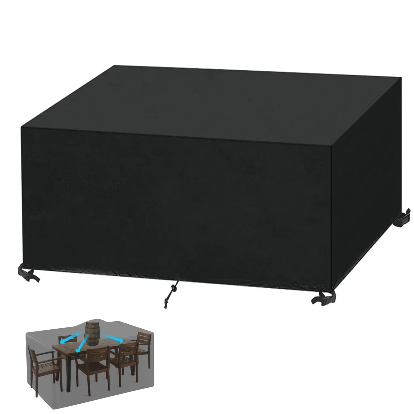 Housse imperméable 420D bâche salon de jardin extérieur noire 210x170x85cm