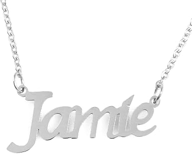 Jamie Name Necklace 18ct Silver Tone 