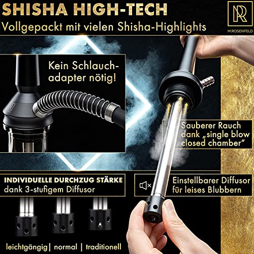 M. ROSENFELD Shisha Set Komplett PROTOS 75cm Wasserpfeife und Shisha Kohle 1,25 KG 80 Würfel 26mm - Shisha Set mit… – Bild 3