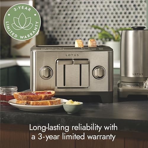 Image of Lotus Toaster, 4-Slice Toaster with Bagel Function and Two 7-Setting Shade Selectors, The Four Slice, 1800 Watts, Stainless Steel, Professional Series, LTSTR504