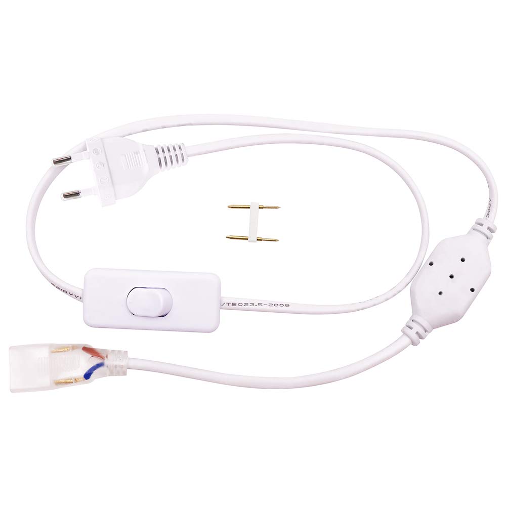 XUNATA 100m Strisce LED 220V con Interruttore e Alimentatore, 5050 60LED/m, IP65 Impermeabile, Flessibile Striscia a LED per Scaletta Tetto Cavi da Cucina Decorazione- Bianco