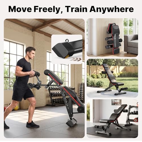 Image of YOLEO Adjustable Weight Bench with Bench Press Stand, Foldable Workout Bench with Extended Head /Elbow Pad(for Users up to 7')