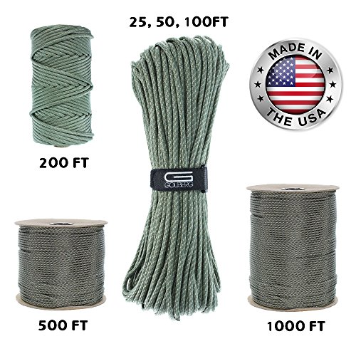 GOLBERG 550lb Parachute Cord Paracord - 100% Nylon USA Made Mil-Spec Type III