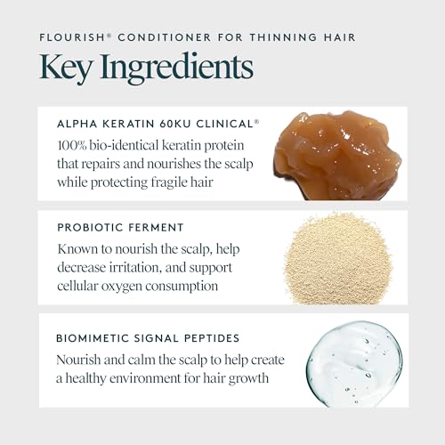 VIRTUE Flourish Conditioner for Fine or Thinning Hair, Sulfate Free Hair Growth Product, Detangles and Thickens, Color Safe