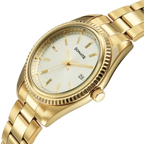 Image of Sonata Festive 2.0 Quartz Silver Round Dial Men's Watch | Stainless Steel Strap Material | Watches for Men Analog - 77198YM01