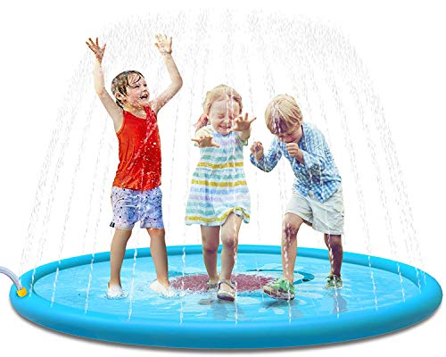 Watme 170cm Splash Pad, Kinder Baby Sprinkler Play Matte, Sommer Garten Wasser-Spielmatte Wasserspielzeug Pool Pad für Outdoor Familie Aktivitäten Party