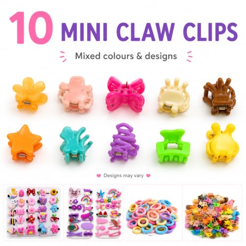 Image of 134 Pcs Hair Accessories for Kids Girls | Cute Baby Hair Clips, Theme Clips, Mini Claw Clips & Rubber Bands Combo | Hair Accessories for Baby Girl | Kids Hair Clips Set | Mixed Designs
