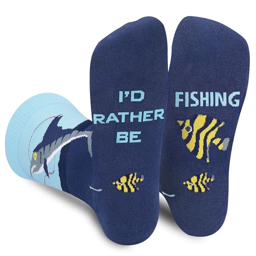 AGRIMONY Calcetines Hombre Mujer Divertidos-Prefiero Estar Pescar-Originales Personalizados Graciosos Frikis Dibujos Estampados Arte Algodon-Regalos Originales Navidad Cumpleaños para Adolescentes