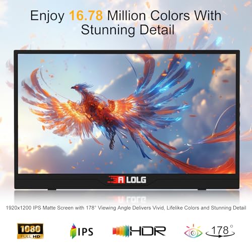 Image of 144Hz 16 inch Portable Monitor,1920x1200 FHD IPS Plug&Play Second External Monitor with USB-C Mini HDMI Port,Second Screen Compatible with PC Phone Mac Xbox PS4 /5-Z8