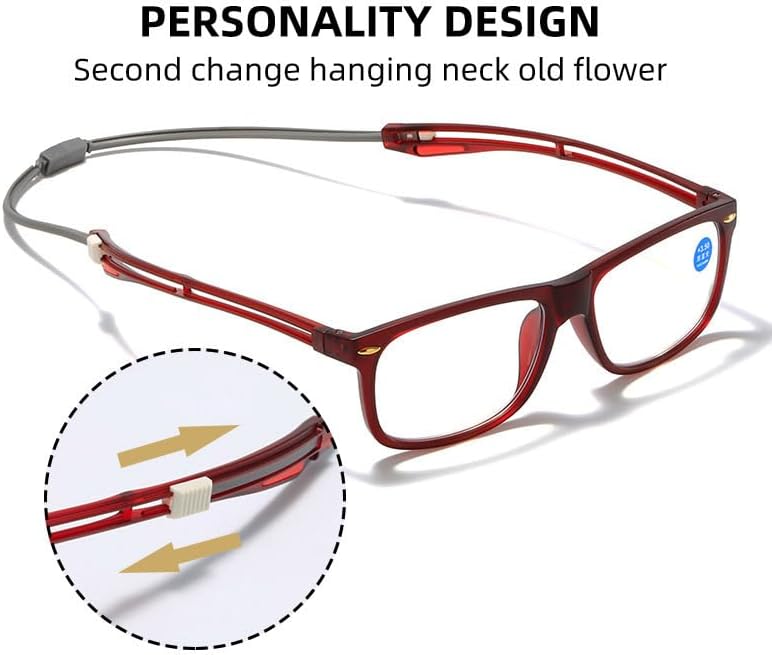 Miniatura 2 de vlink - Lentes de lectura unisex con imán para cuello colgante, lupa para hombres y mujeres, magnéticas, presbicias, hipermetropía
