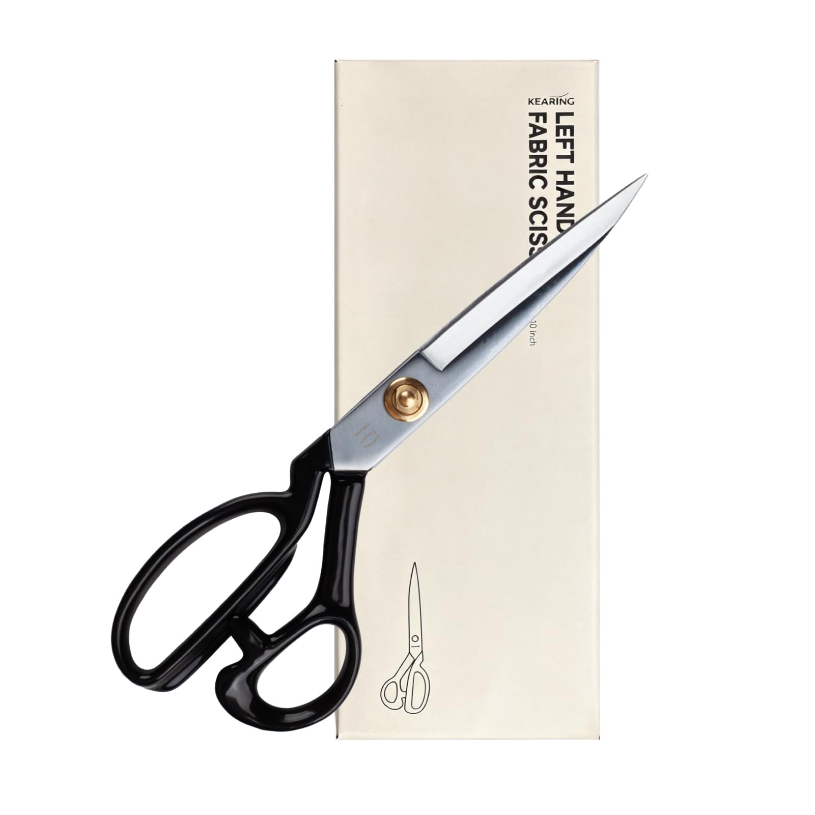 KEARING 10 Inch Heavy Duty Fabric Scissors, Professional Tailor Shears for Precision Cutting of Leather, Denim, and Multi-Layer Fabrics for Sewing, Quilting, Dressmaking - 0.6 lb - Left-Handed