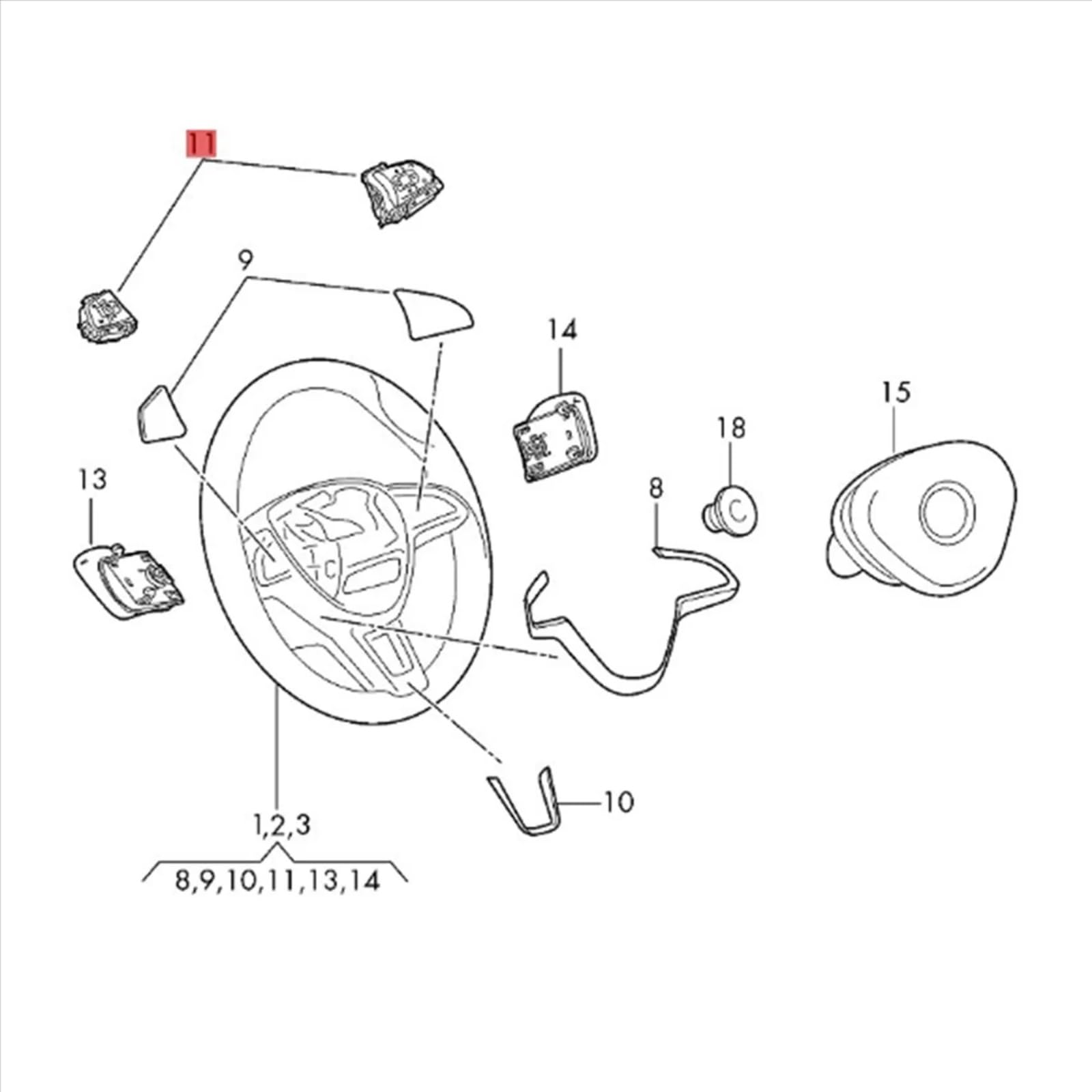 Kompatibel Mit Skoda Für Octavia 2013–2023 Auto-Lenkrad, Tempomat-Tasten, Schalter, Lenkrad, Multifunktionstaste, 5E0919719A Autoteile