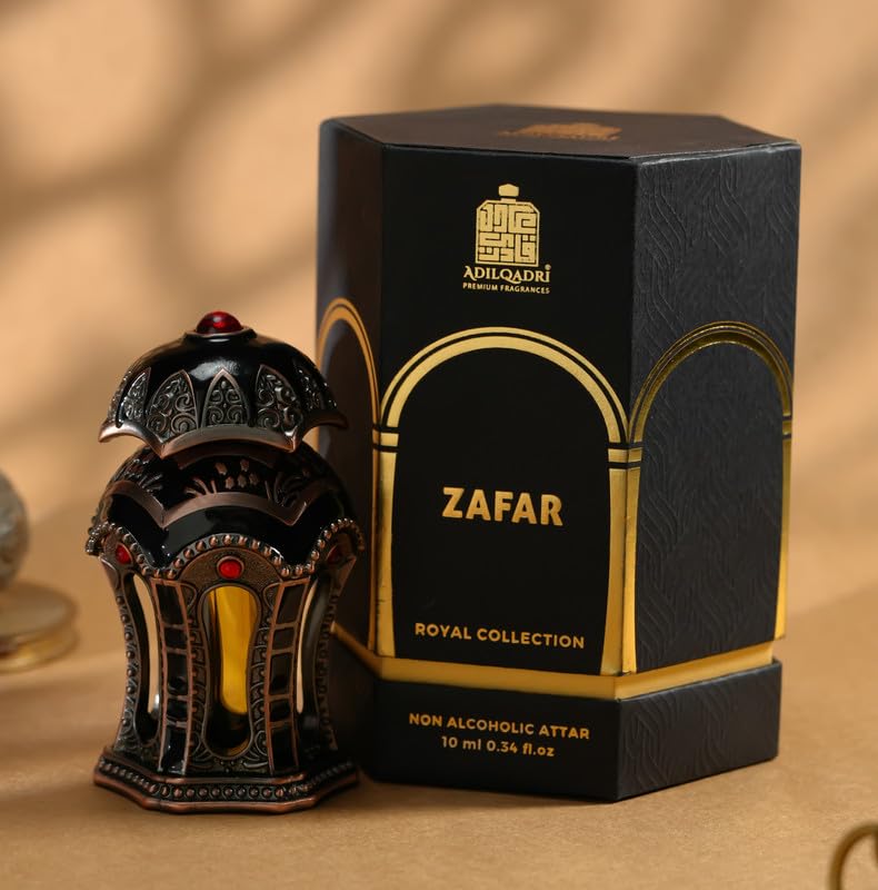Image of Adilqadri Zafar Royal Attar for Men & Women - Non-Alcoholic attar | Saffron, Fruity, Oud, Rose & Leather Blend | Long-Lasting Amber & Musk Fragrance | 10ml