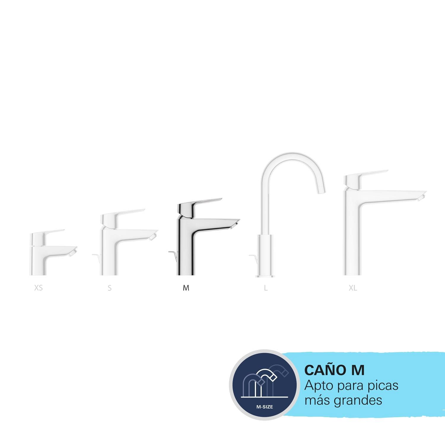 GROHE Start QuickFix 242042432 - Grifo mezclador de lavabo con juego de desagües a presión (tamaño M 192 mm, cartucho de cerámica de 28 mm, ahorro de agua, colas de 3/8 pulgadas, fácil de instalar con