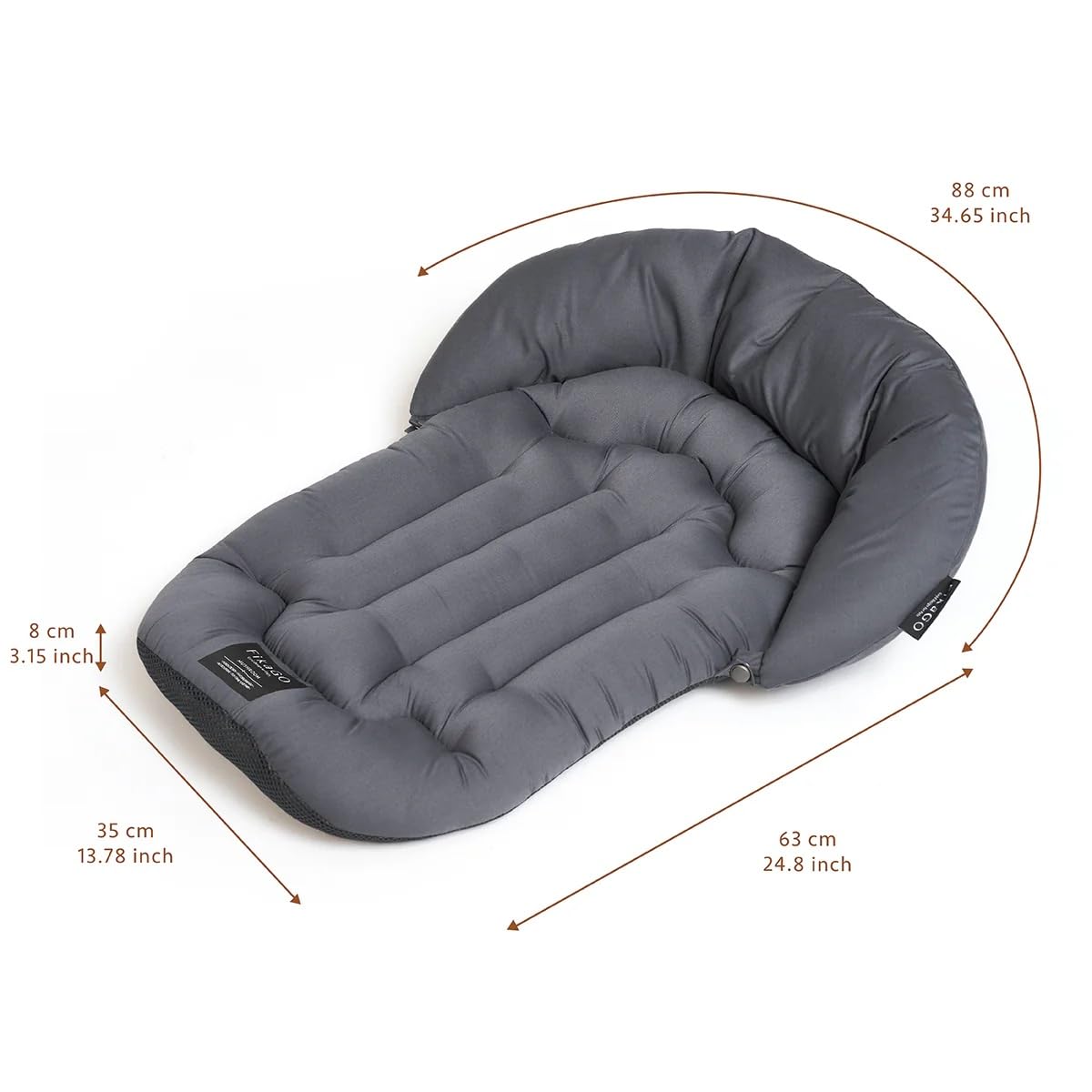 FikaGO Tappetino morbido per animali domestici con cuscino luna mushroom beige - taglia L o M per auto e casa (grigio, L)