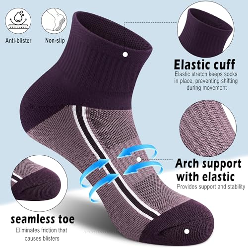 Image of Gonii Mens Athletic Ankle Socks 5-Pairs | Running,Hiking,Sports,Workout,Gym,Golf,Blister Defense,Cushioned,Arch Support,Compression,Comfortable,Quarter