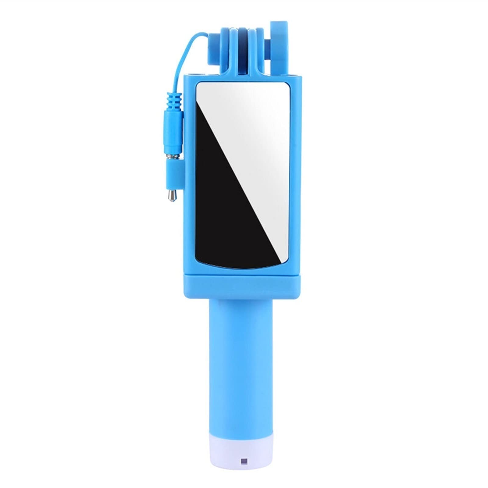 SCRUBY Mini bastone per selfie, pieghevole, monopiede, specchio da 3,5 mm, controllo della linea audio (blu)