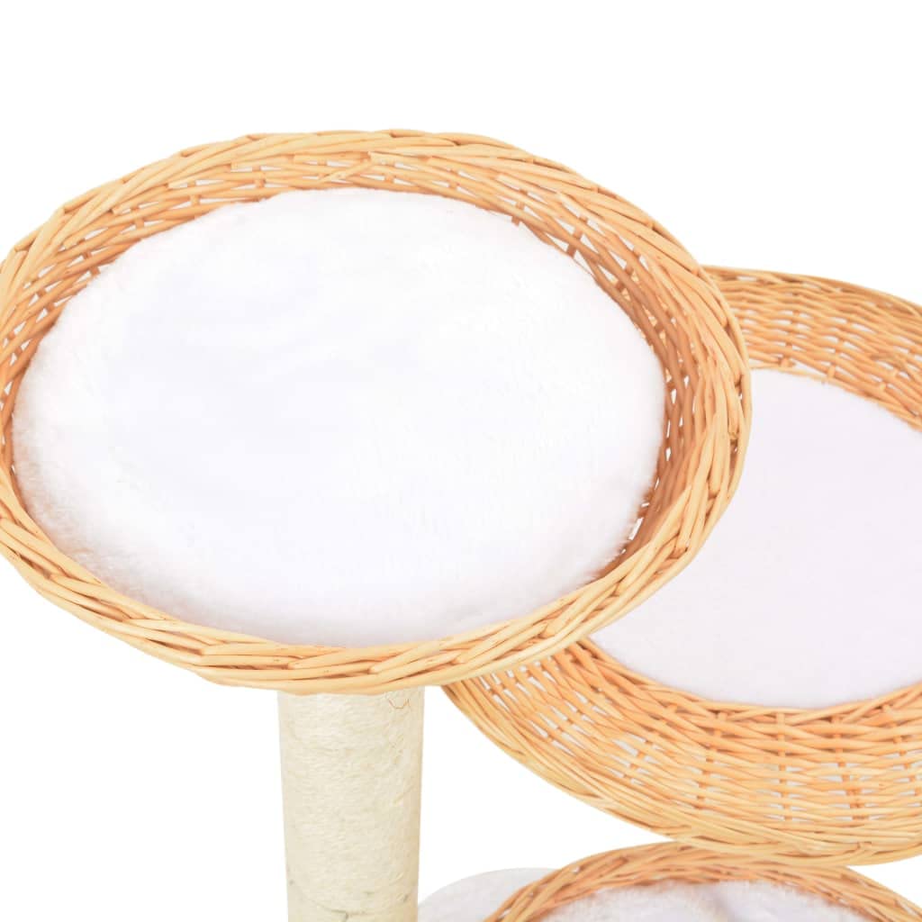 vidaXL Rascador para Gatos con Poste de Sisal Madera Natural de Sauce Mascotas