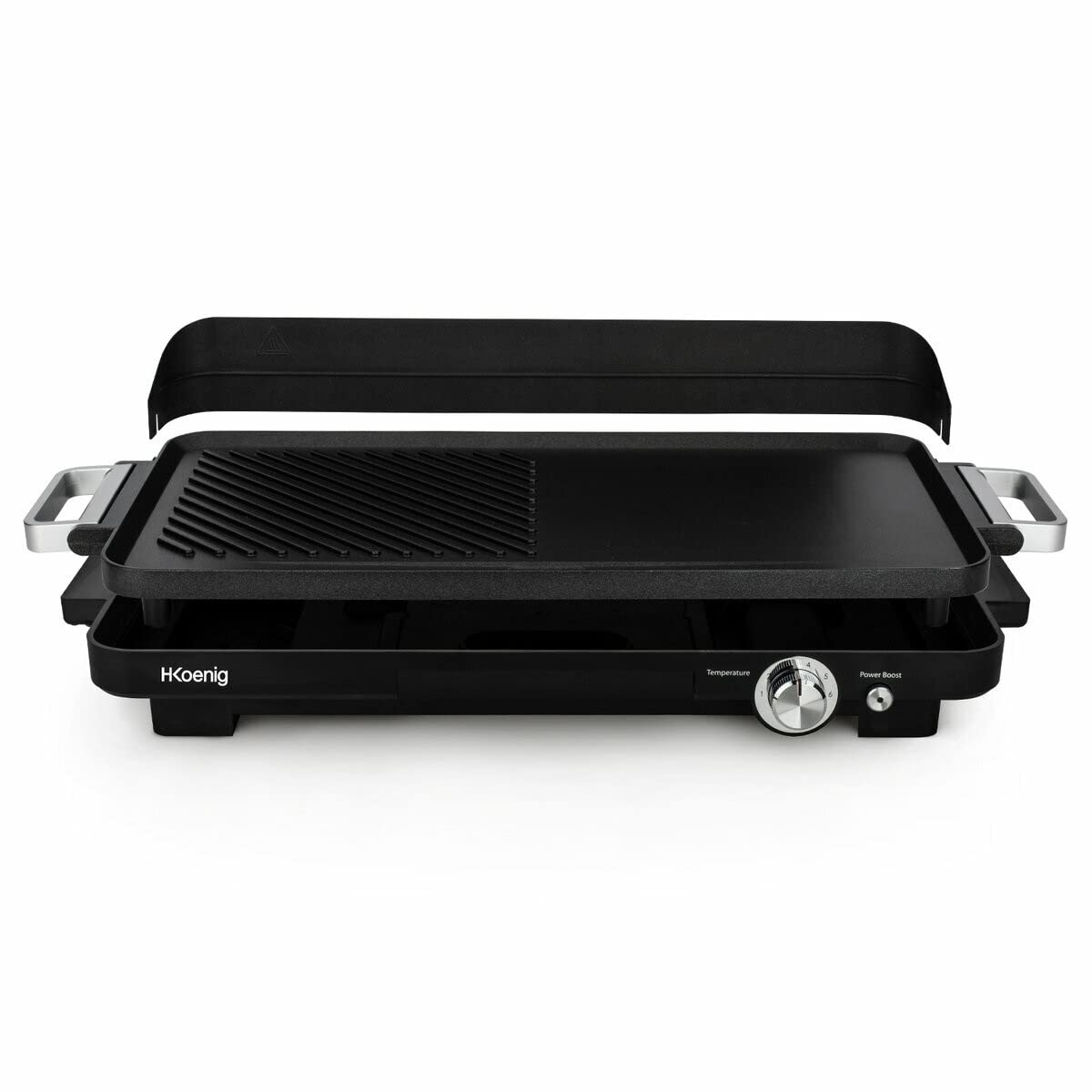 H.Koenig Grill und Plancha GRX330 Elektrisch Antihaftbeschichtung Fleisch Fisch Gemüse
