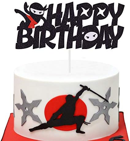 Ninja Cake Topper Happy Birthday Cake Decoration Nijia Theme Boys Bday Party Supplies