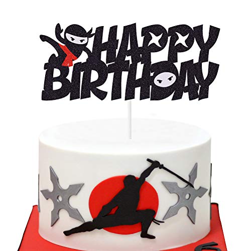 Ninja Cake Topper Happy Birthday Cake Decoration Nijia Theme Boys Bday Party Supplies #TOP4