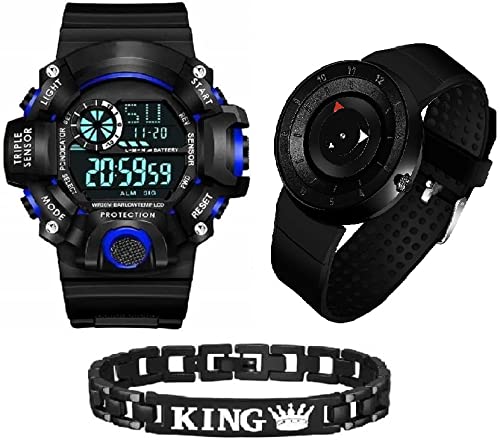 SELLORIA Brand Digital dial Black Digital Kids with King Bracelet for Boys with Black Watch Mans and Kids Combo of [7-45 Years] Boys (B09JMT25MV) Amazon Price History, Amazon Price Tracker