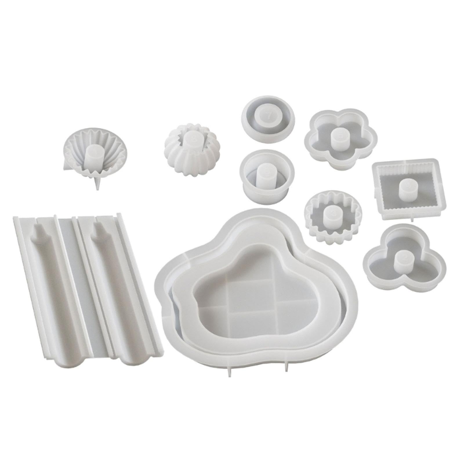 10 stampi impilabili in silicone per colonne, sapone, cioccolato, impilabili, in silicone, con vassoio in resina