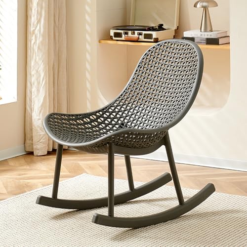 Mecedora de patio, mecedora de plástico, silla lateral de acento moderno, reclinable ergonómica para uso en interiores o exteriores, relajante para jardín, parque, balcón