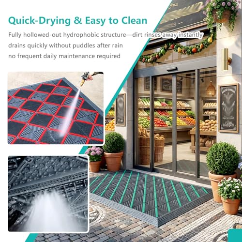 Tapis d'entrée imperméable toutes saisons avec brosse grattoir de sol - 4