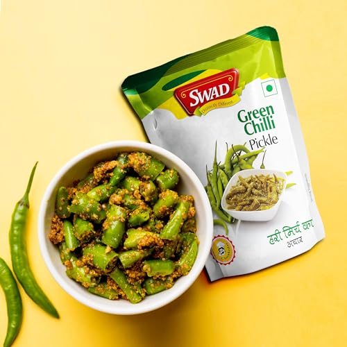 Image of SWAD Delicious and Tangy Pack of 2 Mango, Lemon, Green Chillies, Carrot, Kerda Mixed Pickle /Mixed Achar - 200g| Green Chilli Pickle /Hari Mirchi Achar - 200g Pack of 2