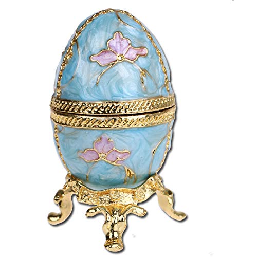 H&D HYALINE & DORA Faberge Style Eiförmige Schmuckschatulle Klappbarer Schmuckringhalter Sammlerfigur Cover